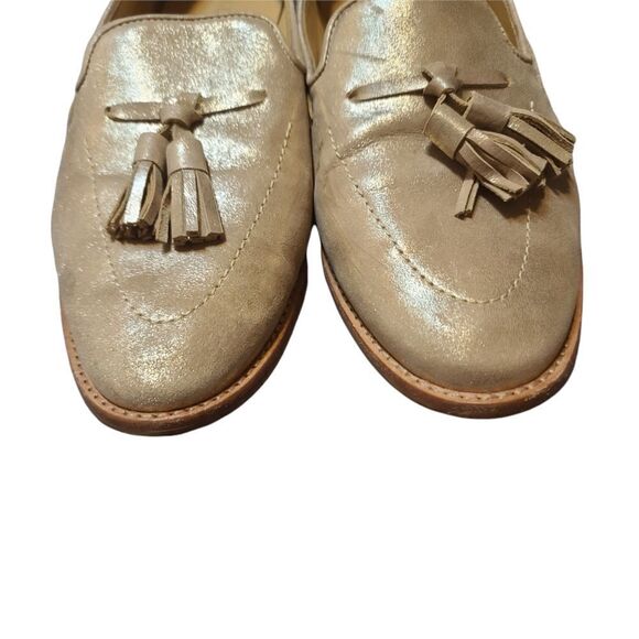 Talbots Metallic Gold Suede Leighton Tassled Loafer 8.5 - Picture 4 of 9